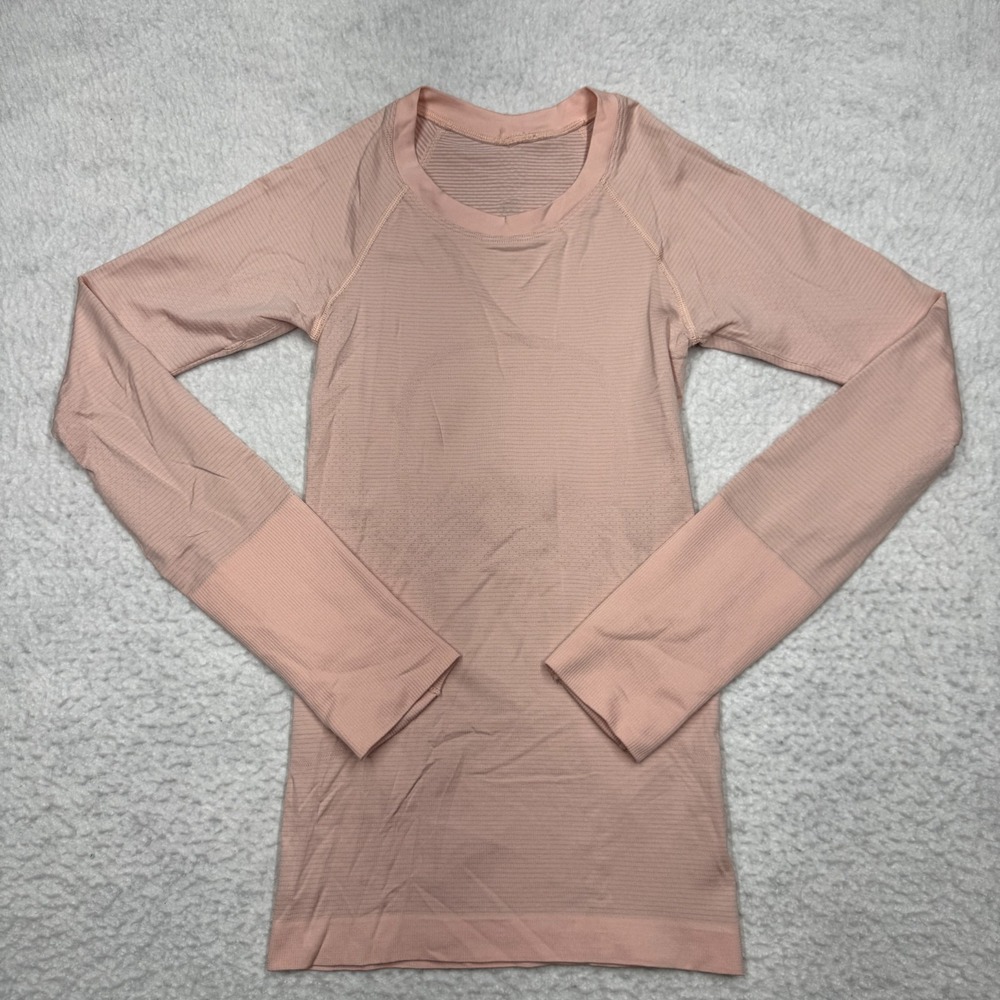 Lululemon Compression Long Sleeve Thumb‎ Holes Shirt Pink Women's Size Small